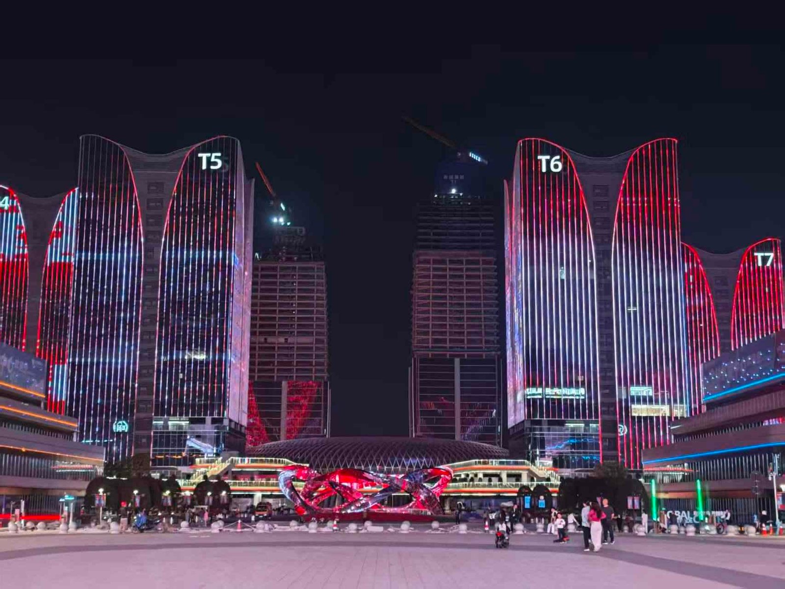 Night view of Global Digital Trade Center (Zone 6) in Yiwu, the new wholesale trade hub expanding opportunities for sourcing agents